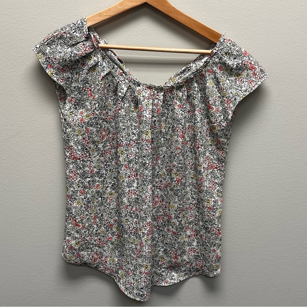 LC Lauren Conrad Short Sleeve Top Blouse Floral Womens Size XS Casual Light